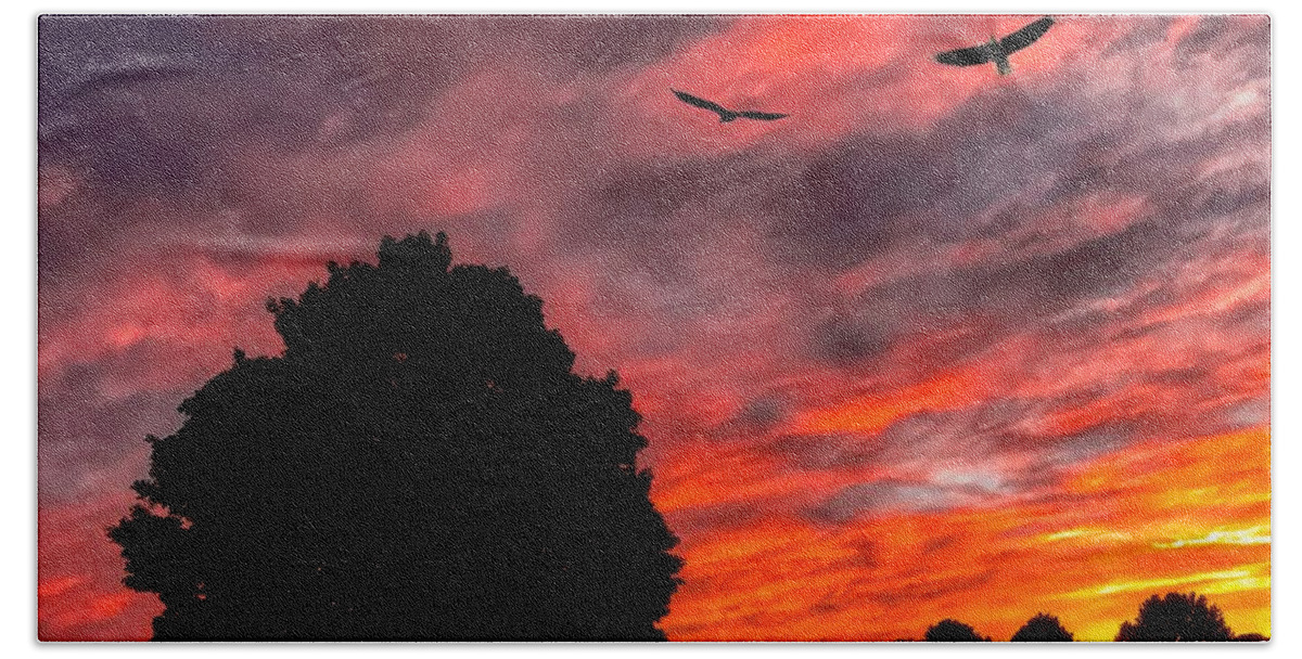 Sky Bath Towel featuring the photograph Fire in the Sky by Jack Wilson