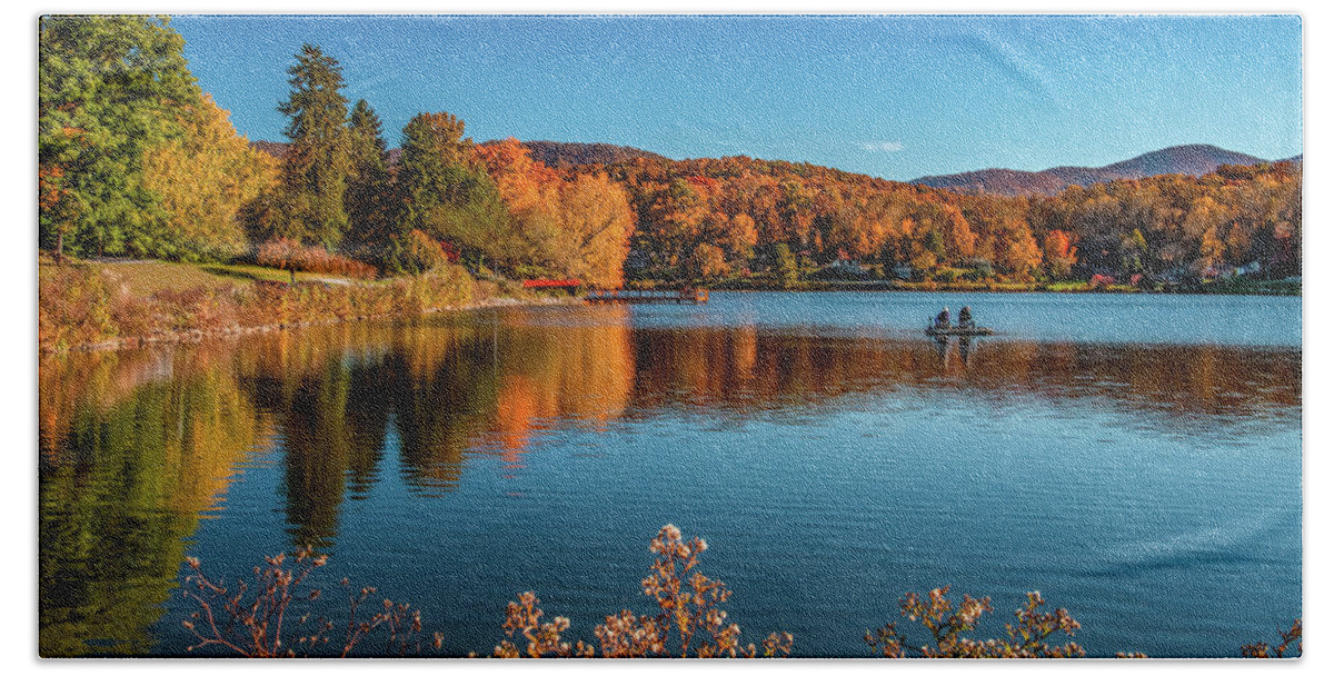 Fall Hand Towel featuring the photograph Fishing on the Lake by Marcy Wielfaert