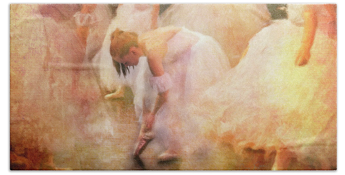 Ballerina Bath Towel featuring the photograph Fixing the Ballet Shoe by Craig J Satterlee