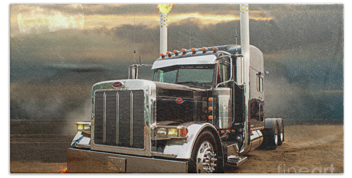 Big Rigs Hand Towel featuring the photograph Flaming Pipes by Randy Harris