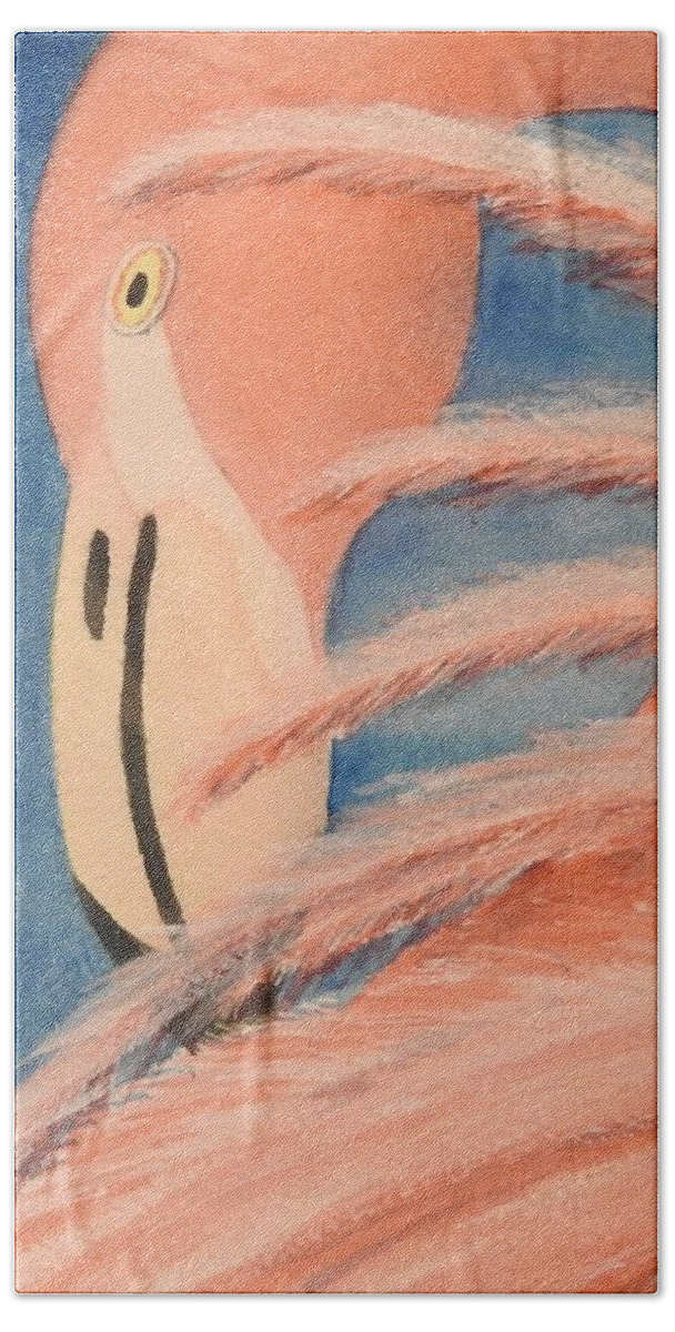 Flamingo Bath Towel featuring the painting Flamingo by Petra Burgmann
