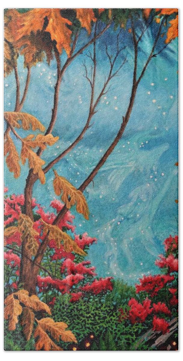 Fall Hand Towel featuring the painting Flora by Matt Konar