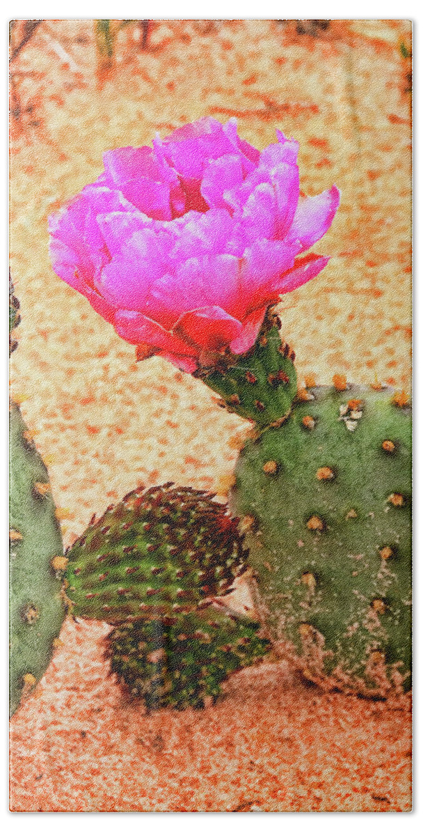 Flower Bath Towel featuring the photograph Flowering Cactus by Allen Beatty