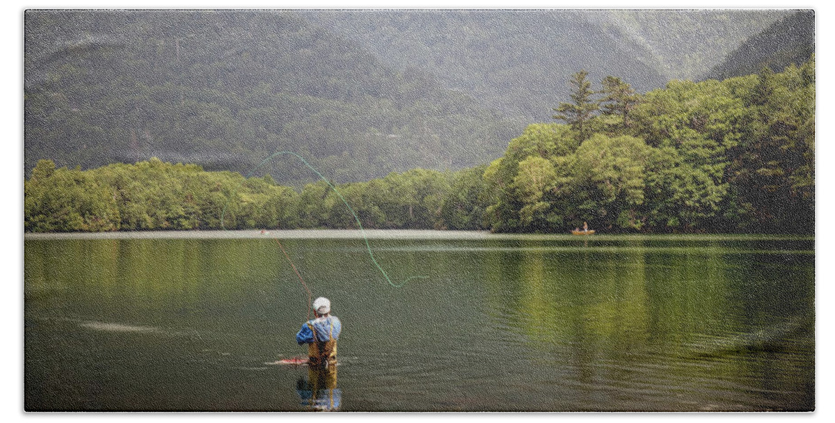Asia Bath Towel featuring the photograph Fly Fishing by Bill Chizek