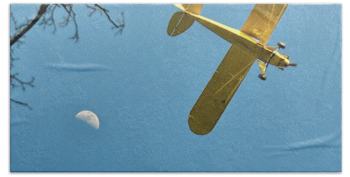 Airplane Bath Towel featuring the photograph Fly Me to the Moon by Michael Frank