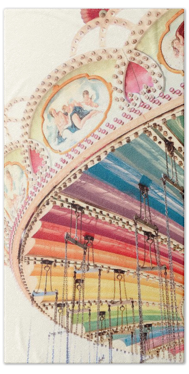 Flying Carousel Bath Towel featuring the photograph Flying Carousel 1 - Six Flags America by Marianna Mills