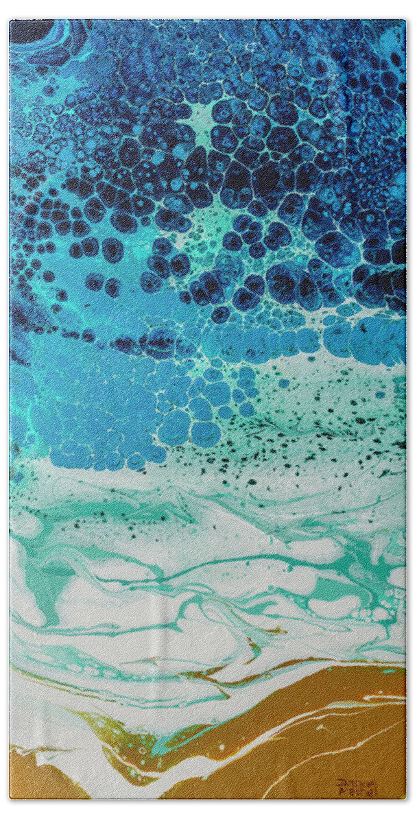 Abstract Bath Towel featuring the painting Foam On The Beach by Darice Machel McGuire