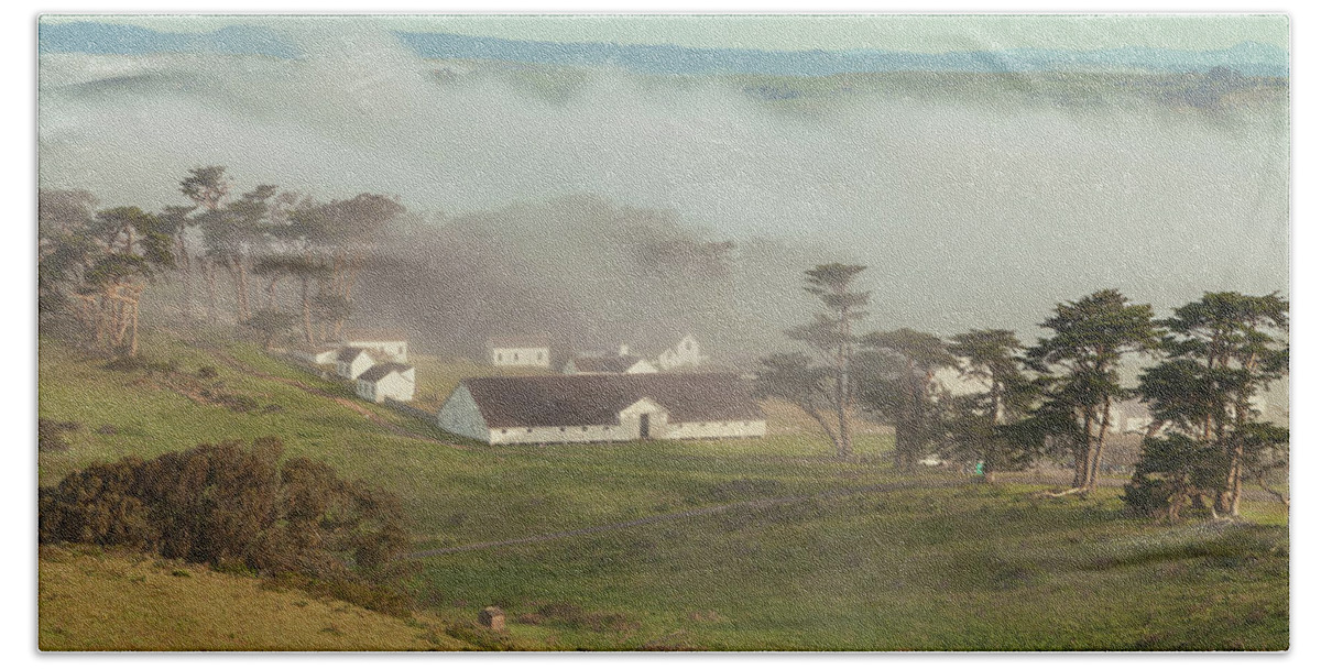North America Bath Towel featuring the photograph Fog Over Pierce Ranch by Jonathan Nguyen