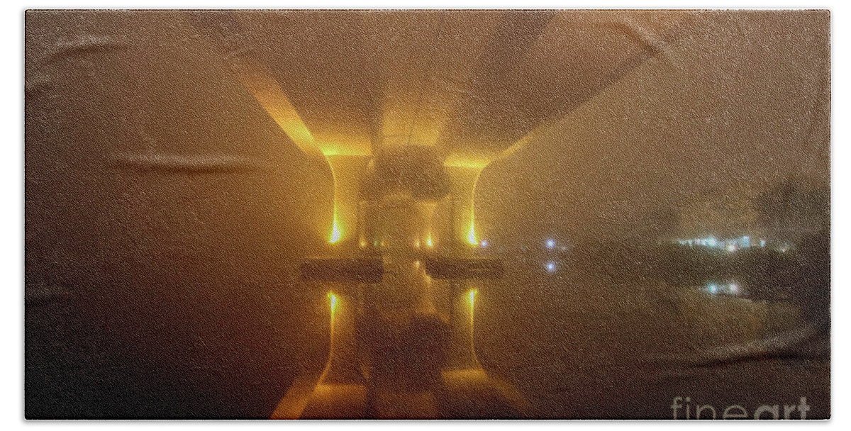 Bridge Bath Towel featuring the photograph Foggy Bridge Glow by Tom Claud