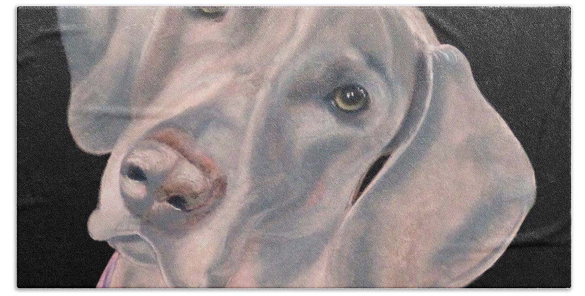 Weimaraner Bath Towel featuring the painting Forever Yours by Susan A Becker