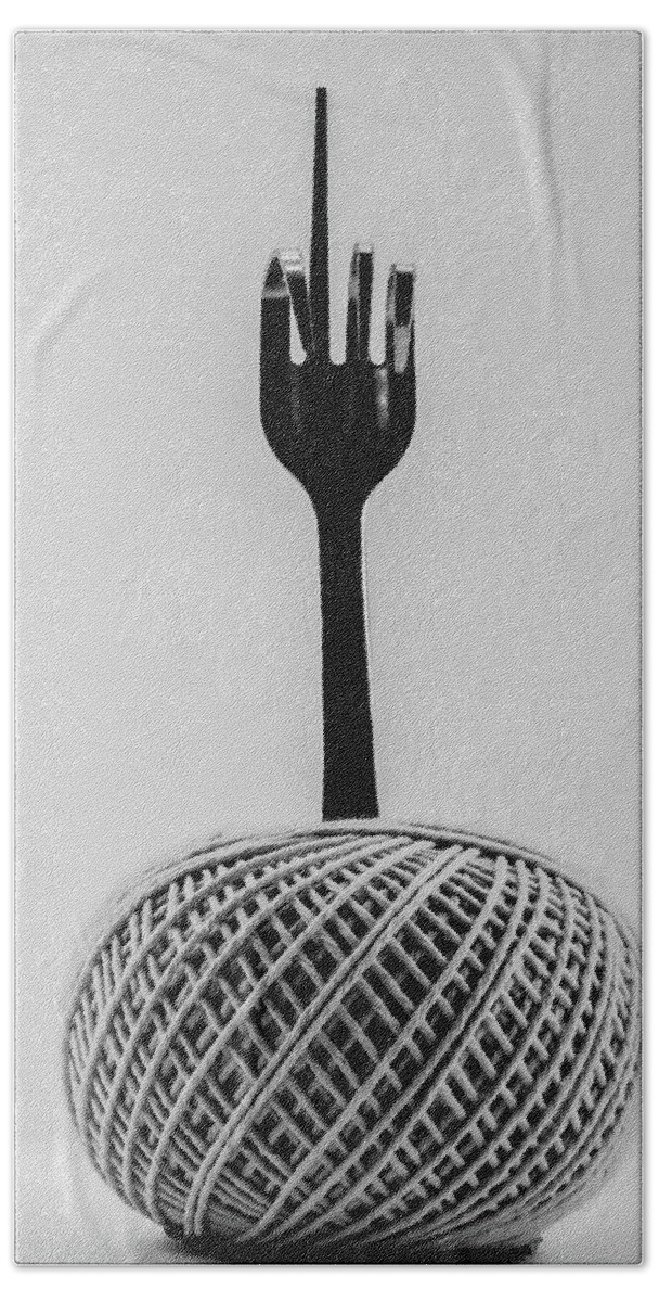 Fork Hand Towel featuring the photograph Fork n String by Bob Orsillo