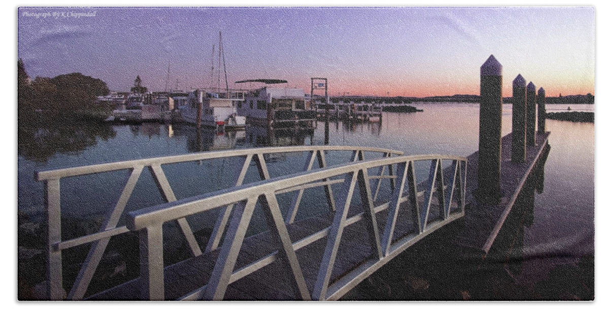 Forster Marina Sunset Nsw Australia Bath Towel featuring the digital art Forster Marina Sunset 72922 by Kevin Chippindall