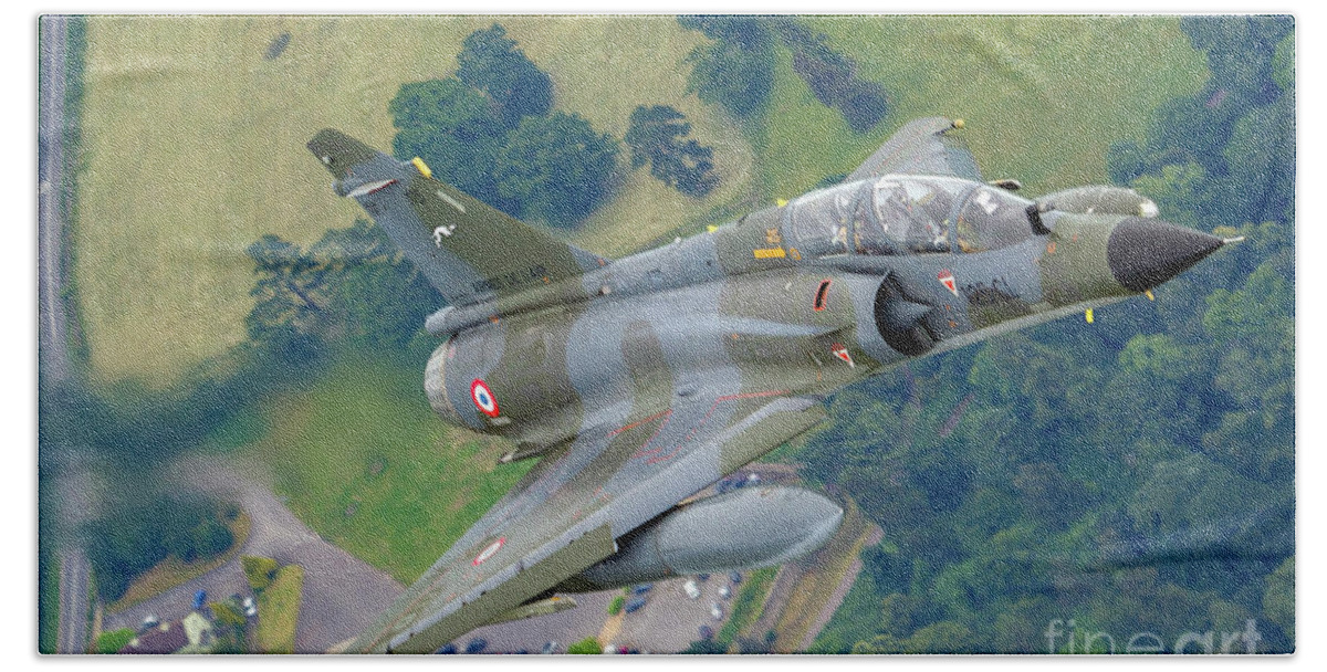 France Hand Towel featuring the photograph France Air Force MIRAGE 2000 in flight b4 by Nir Ben-Yosef