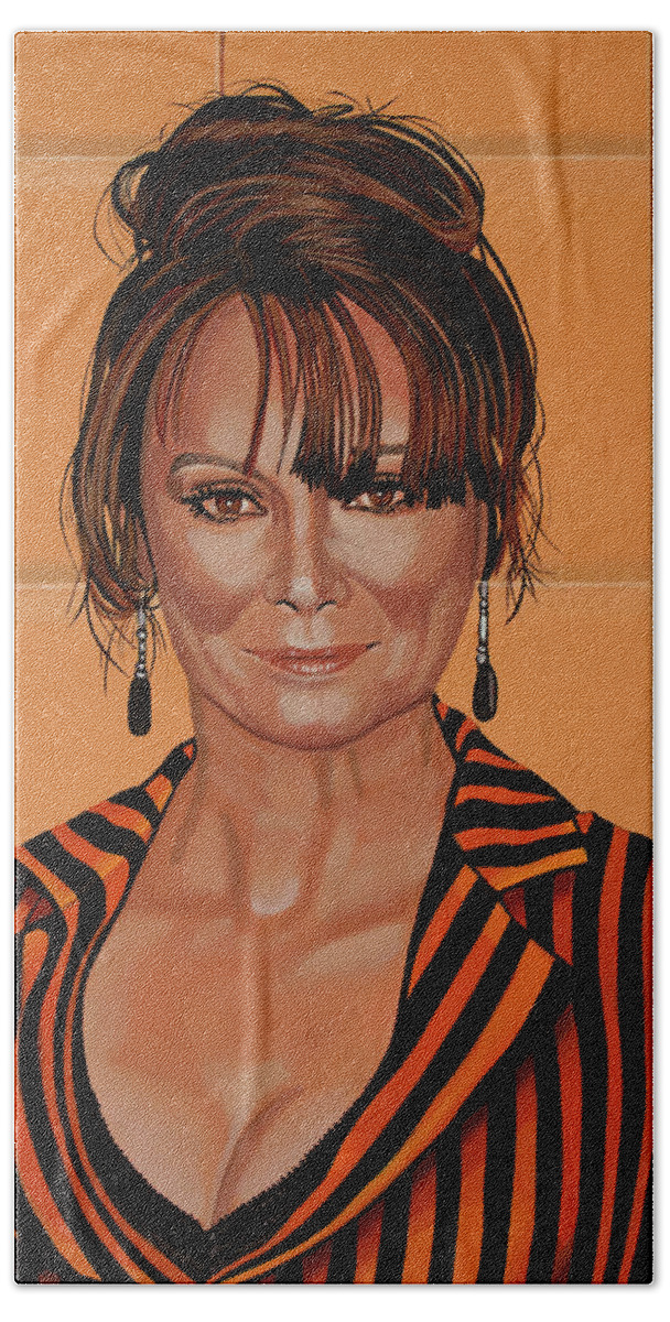 Francesca Annis Hand Towel featuring the painting Francesca Annis Painting by Paul Meijering