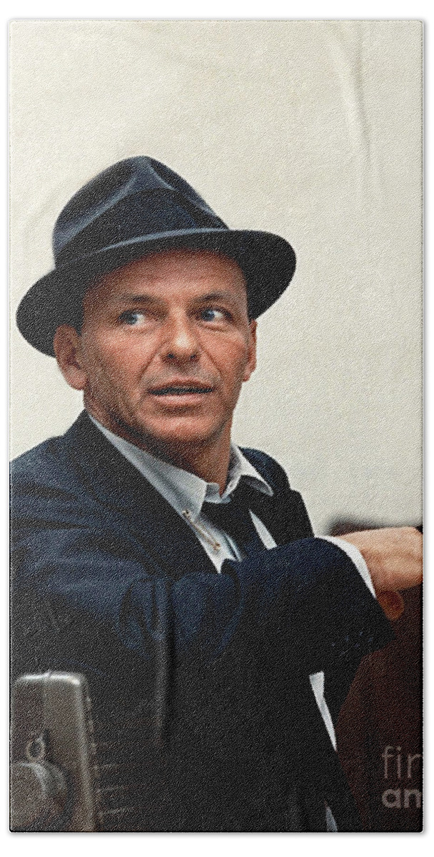 Sinatra Hand Towel featuring the photograph Frank Sinatra at Capitol Records, 1953 by Doc Braham