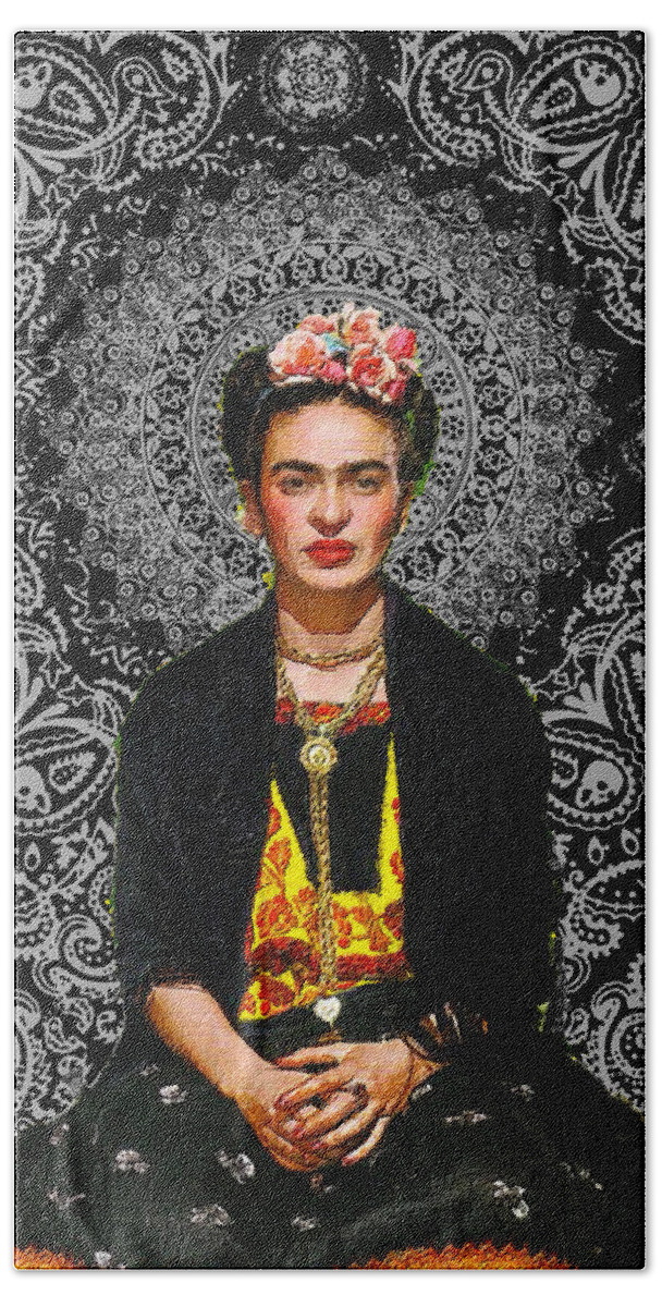 Frida Kahlo De Rivera Hand Towel featuring the painting Frida Kahlo 4 by Tony Rubino