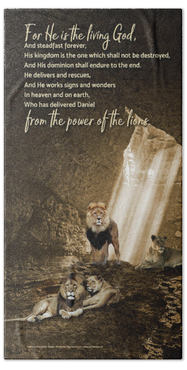 Daniel Bath Towel featuring the digital art From the Power of the Lions by Barry Wills