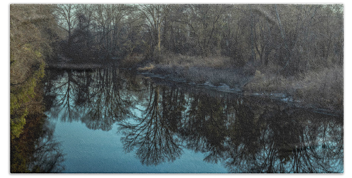 River Bath Towel featuring the photograph Frosty Reflections by William Bretton
