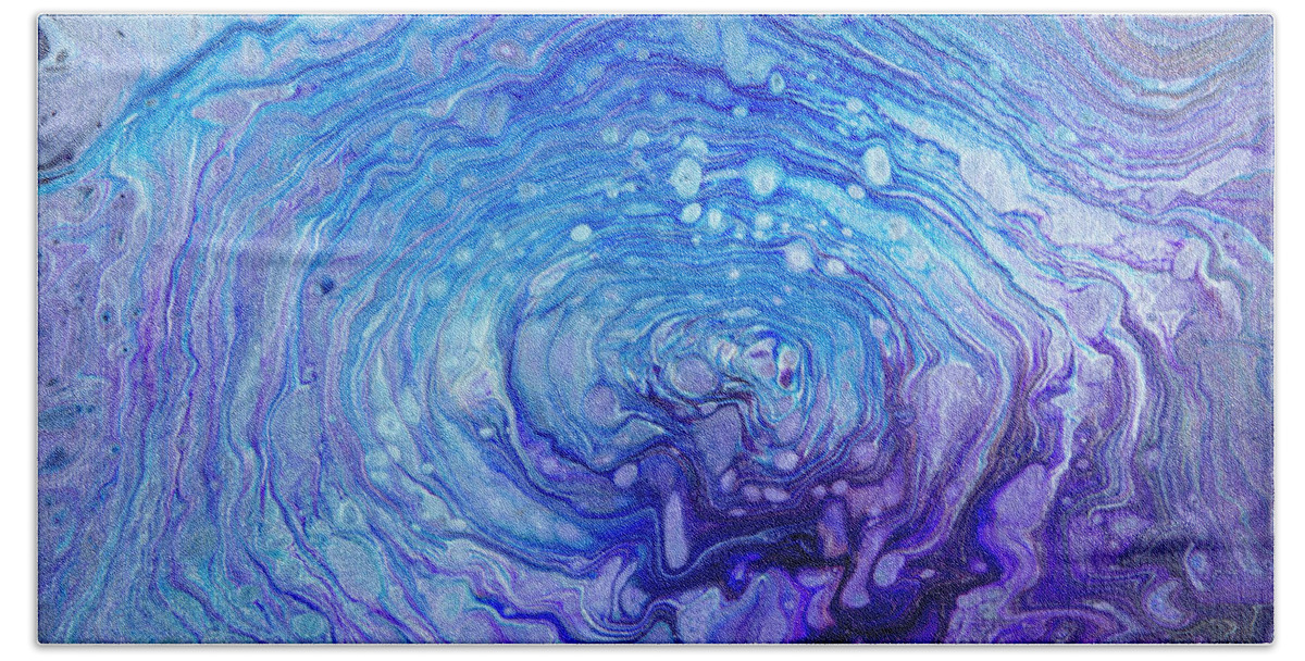 Poured Acrylics Bath Towel featuring the painting Galactic Center by Lucy Arnold