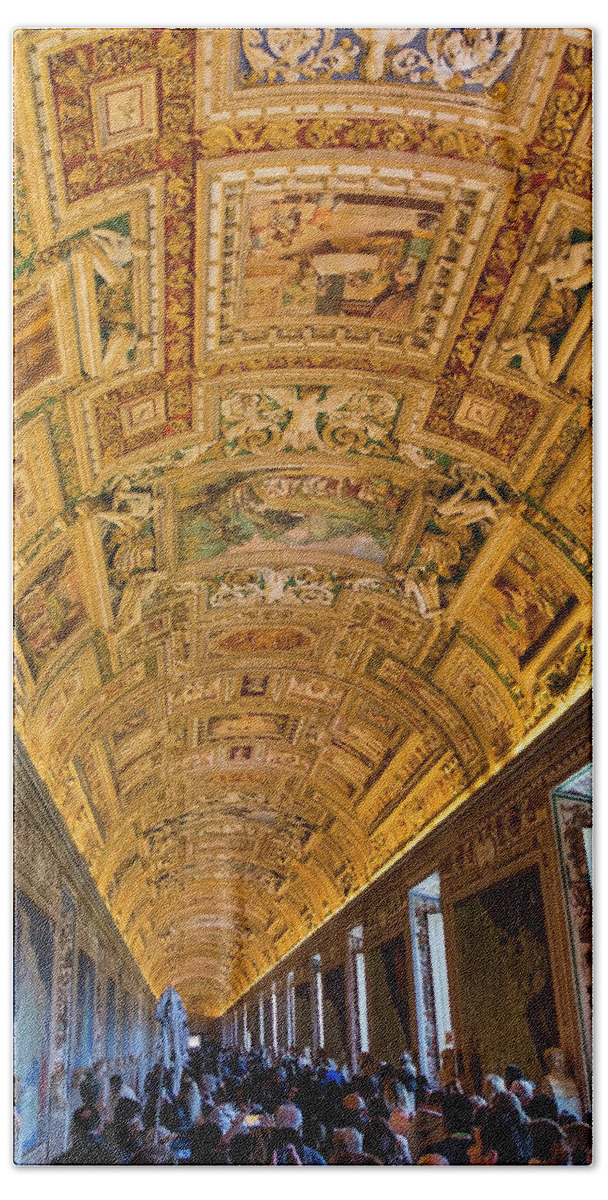 Vatican Bath Towel featuring the photograph Gallery of Maps in the Vatican Museums by Claudio Maioli