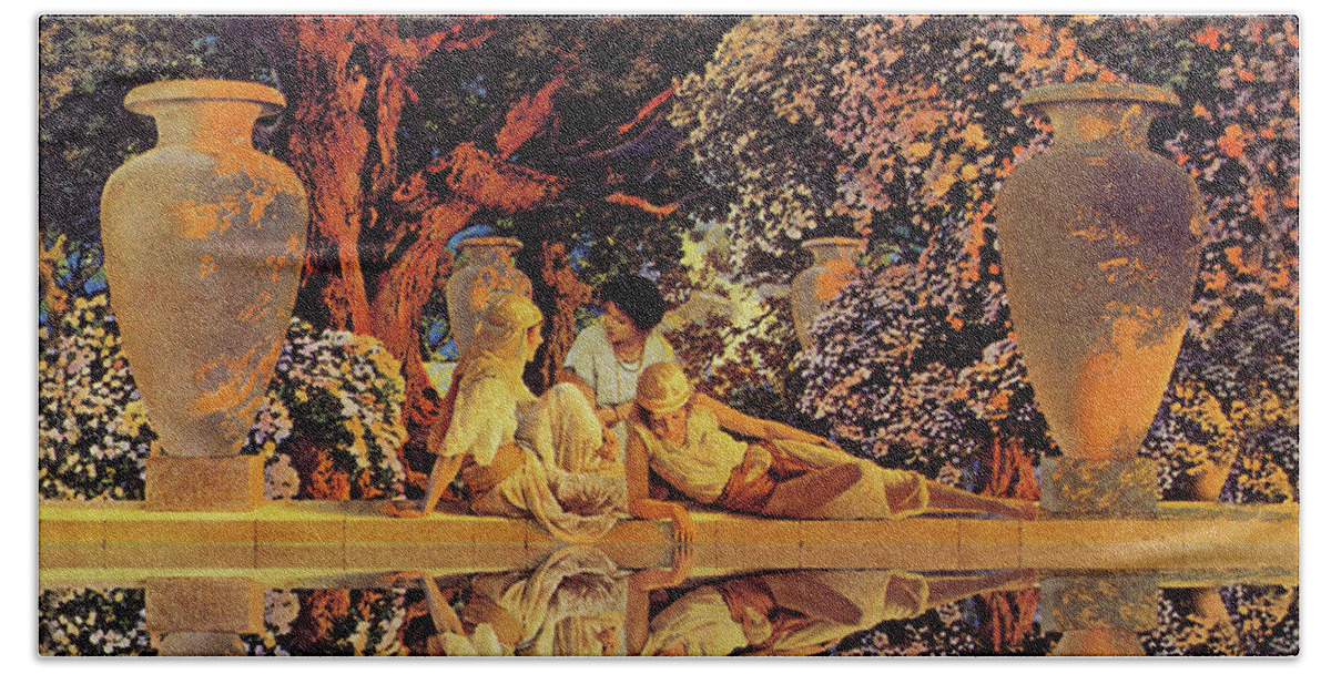 Reflection Bath Towel featuring the painting Garden of Allah by Maxfield Parrish