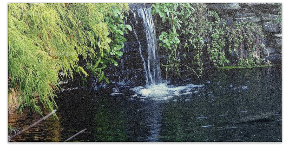 Pond Bath Towel featuring the photograph Garden Water by Alida M Haslett