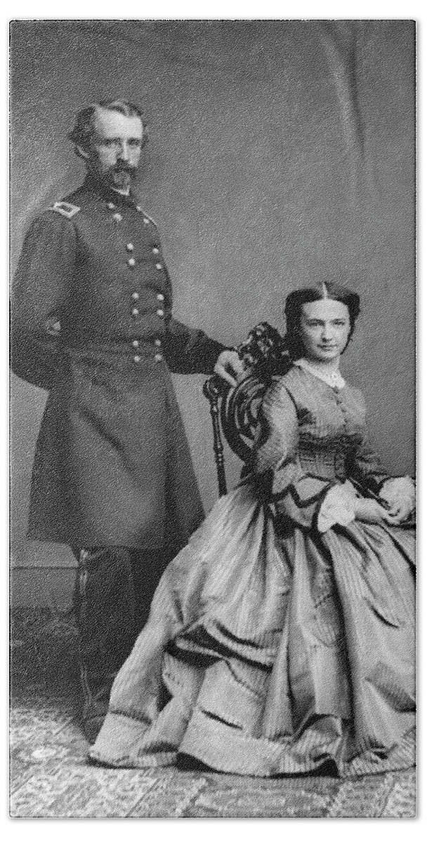 George Armstrong Custer Bath Towel featuring the photograph General Custer and His Wife Libbie by War Is Hell Store