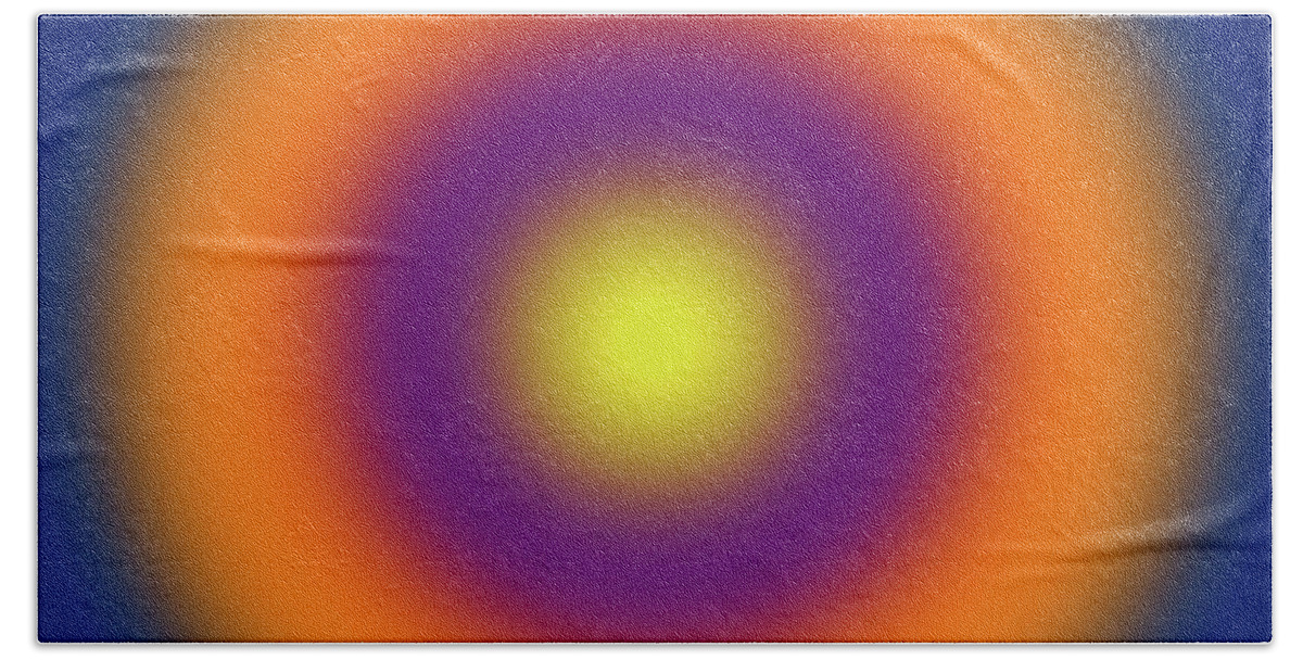 Orb Bath Towel featuring the digital art Geometric lights, number 6, gradient by Alex Caminker