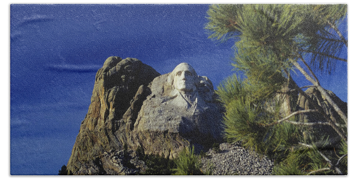 Mount Rushmore. George Washington Bath Towel featuring the photograph George No.2 - A Mount Rushmore Impression by Steve Ember