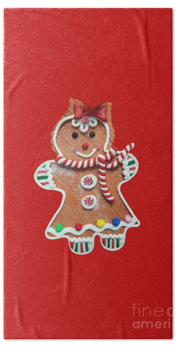 Gingerbread Bath Towel featuring the photograph Gingerbread Cookie Girl by Rachel Hannah