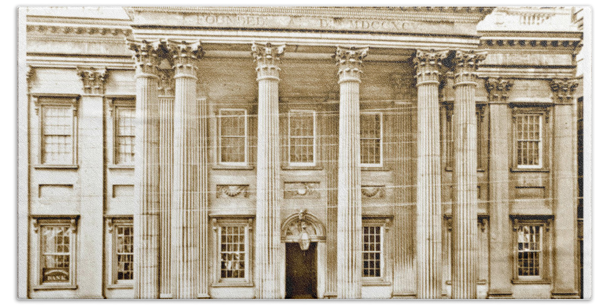 First U.s. Bank Bath Towel featuring the photograph Girard Bank Building, Philadelphia, c. 1900, Vintage Photograph by A Macarthur Gurmankin