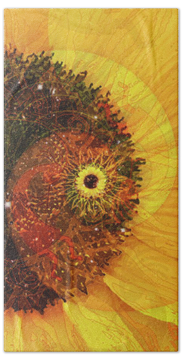 Sunflower Bath Towel featuring the digital art Girasole by Kenneth Armand Johnson