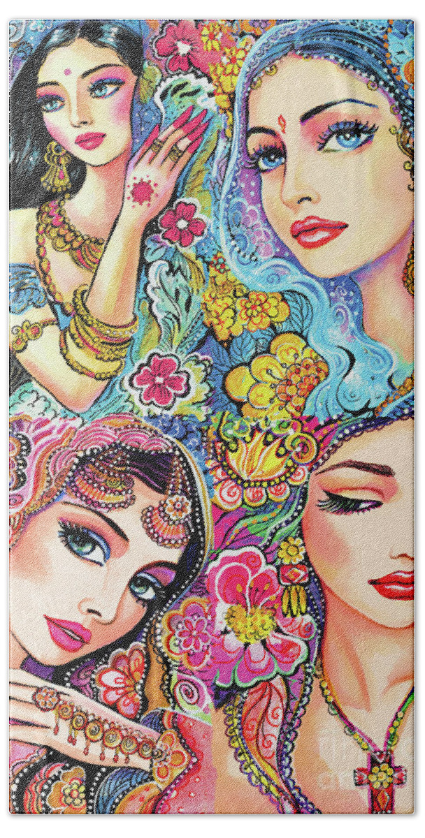 Bollywood Dancer Hand Towel featuring the painting Glamorous India by Eva Campbell
