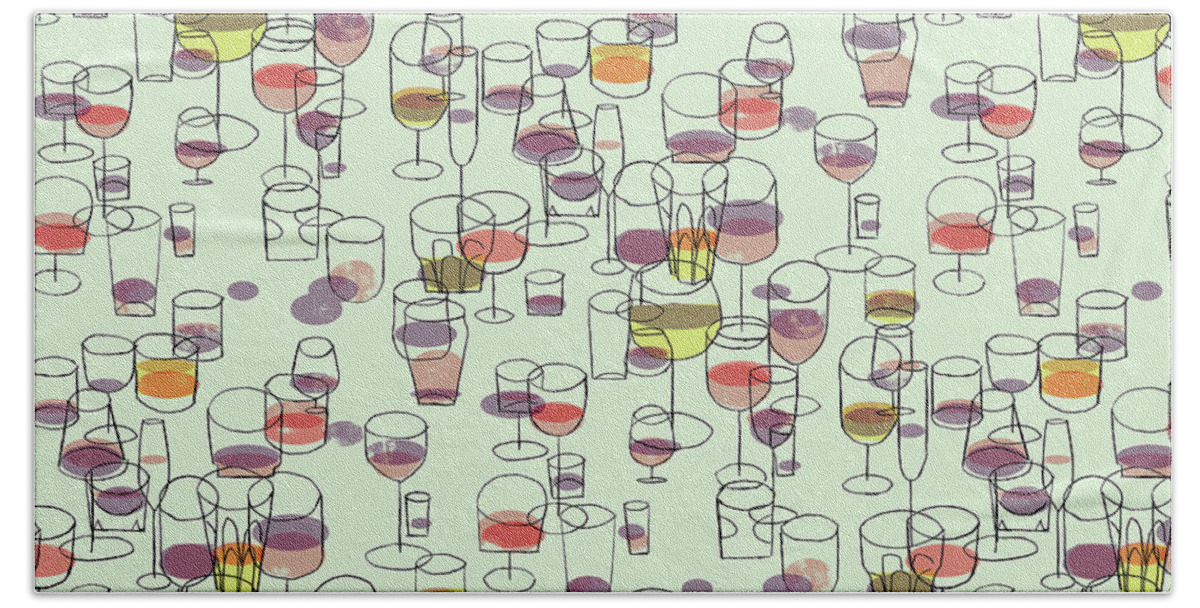 50s Hand Towel featuring the mixed media Glasses by A Richard Allen