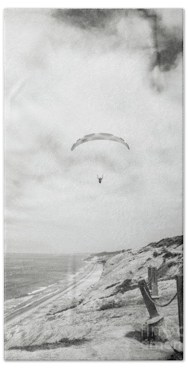 Torrey Pines Hand Towel featuring the photograph Gliding Above Torrey Pines by Becqi Sherman
