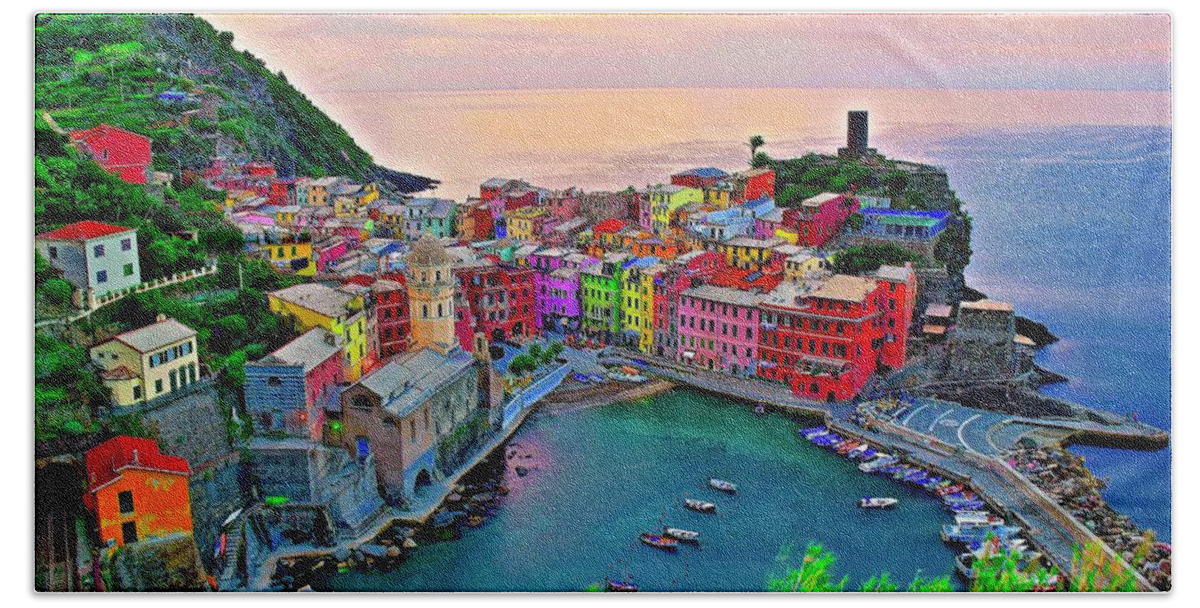 Cinque Bath Sheet featuring the photograph Glorious Cinque Terre Sunrise by Frozen in Time Fine Art Photography