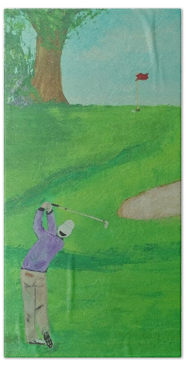 Golf Hand Towel featuring the painting Glorious Golfing by Lynne McQueen