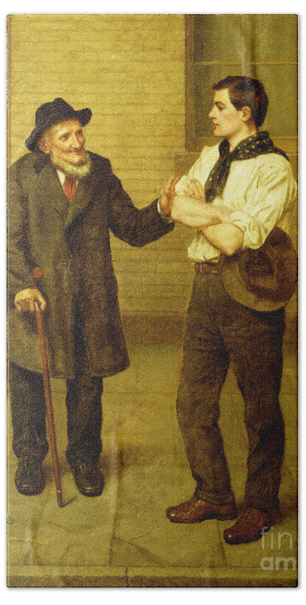 Beard Hand Towel featuring the painting Go West Young Man, 1910 by John George Brown