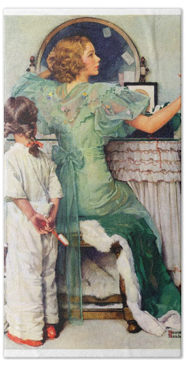 Dressing Tables Hand Towel featuring the painting Going Out by Norman Rockwell