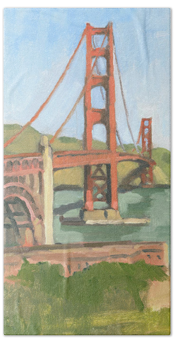 Golden Gate Bridge Hand Towel featuring the painting Golden Gate Bridge San Francisco California by Paul Strahm
