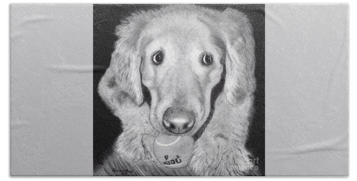 Dog Hand Towel featuring the drawing Golden Retriever by Carol Morris