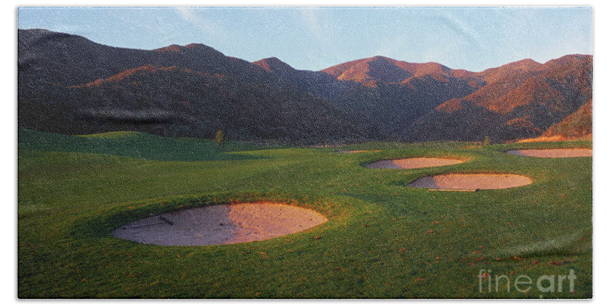 Golf Course Bath Towel featuring the photograph Golf Sunrise by Terri Brewster