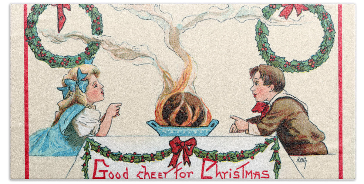 Christmas Bath Towel featuring the painting Good Cheer for Christmas by H.b.g.