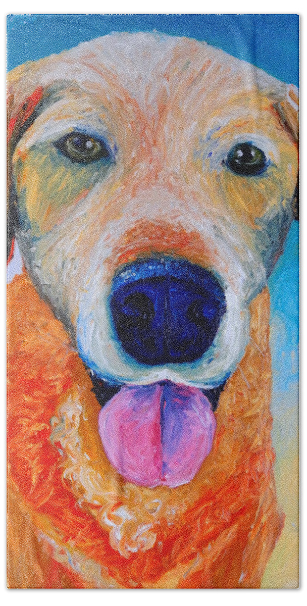 Dog Bath Towel featuring the painting Gordon by Chiara Magni