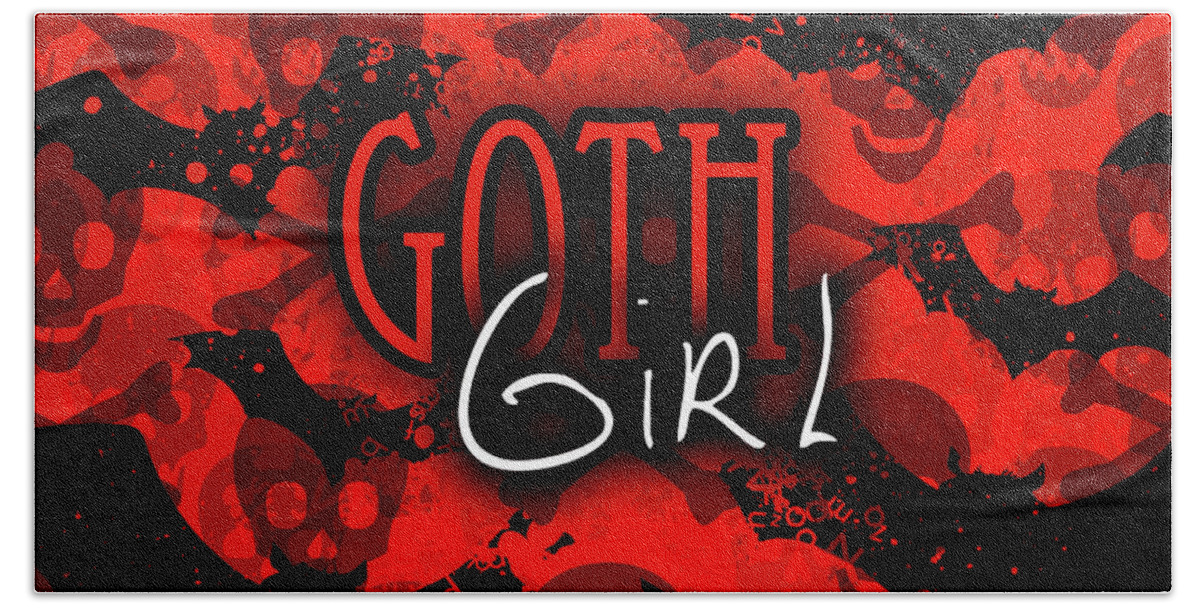 Goth Bath Towel featuring the digital art Goth Girl Graphic by Roseanne Jones