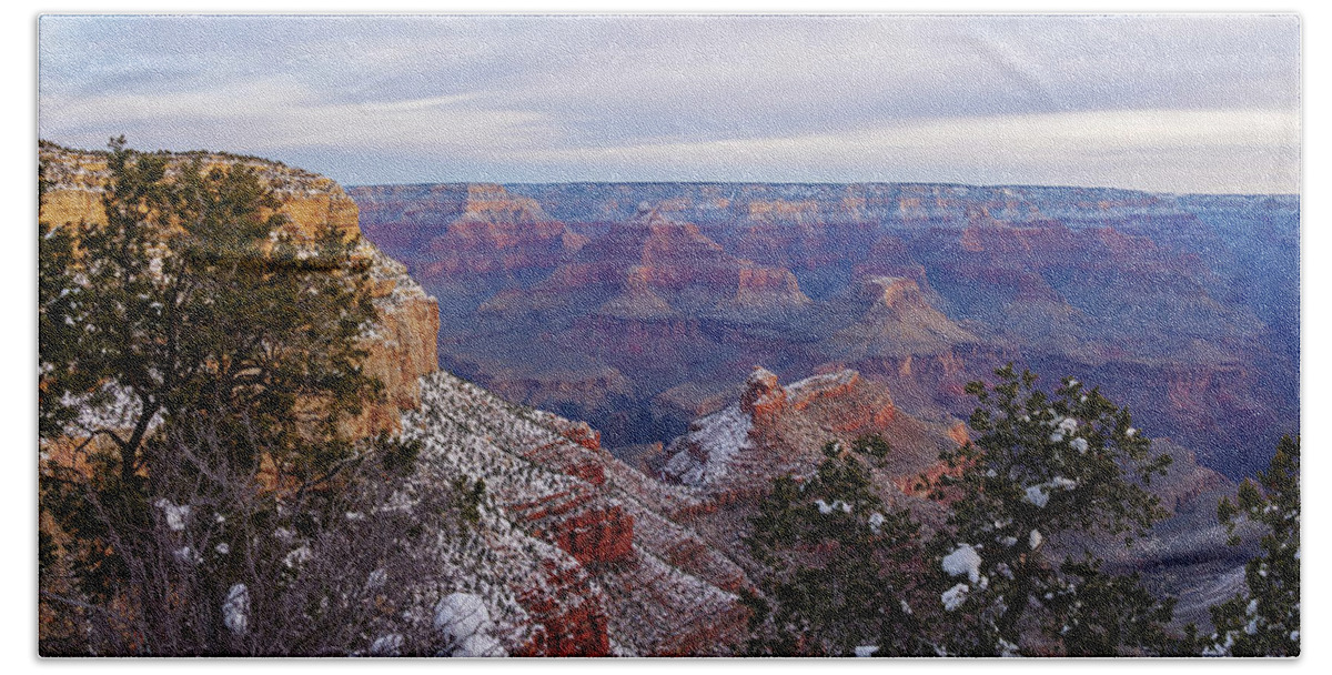 American Southwest Bath Towel featuring the photograph Grand Canyon Morning Panorama by Todd Bannor