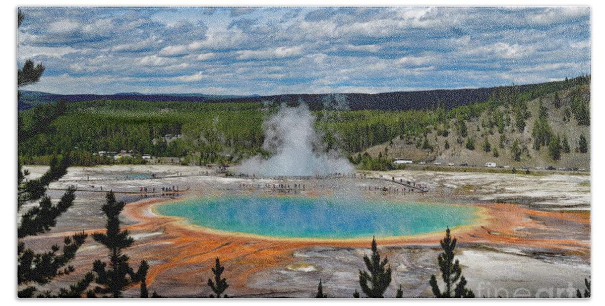 Grand Prismatic Spring Bath Towel featuring the photograph Grand Prismatic Spring by Amazing Action Photo Video