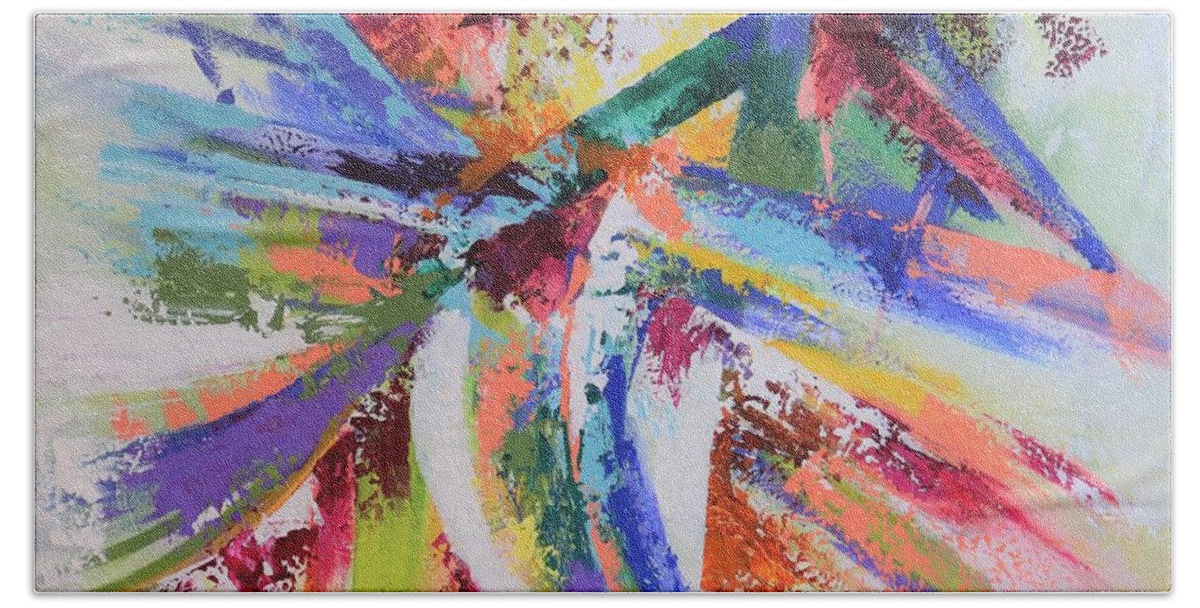 Abstract Bath Towel featuring the painting Grape Swirl by Carole Sluski