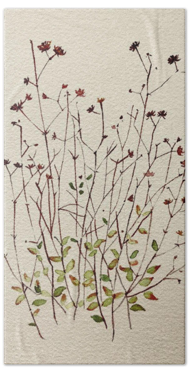 Grasses Hand Towel featuring the painting Grasses by Luisa Millicent