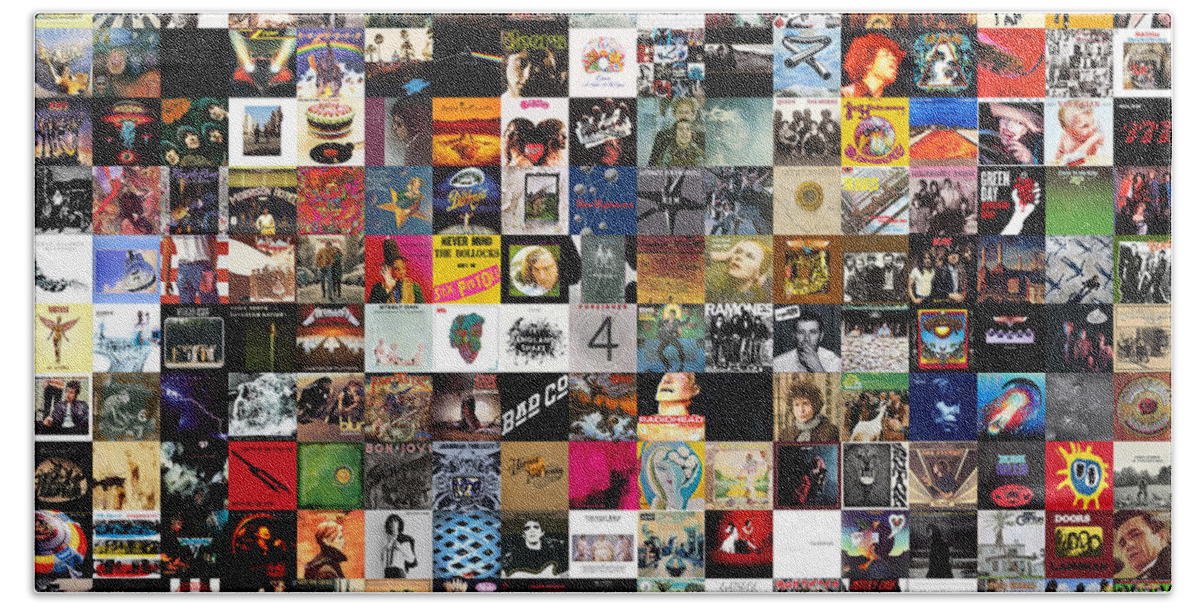 Album Covers Hand Towel featuring the digital art Greatest Rock Albums of All Time by Zapista OU